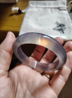 50圈口天然原矿灰紫玉髓手镯女款时尚个性简约百搭饰品礼物