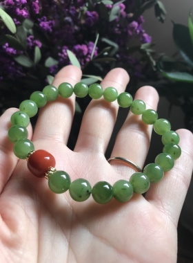 特惠天然原矿无烧无染色碧玉手链原创女款简约清新卡8mm