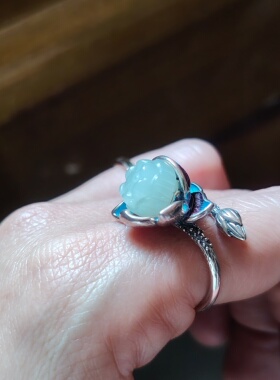 天然玉戒指女款925银重工设计款镶嵌时尚个性简约百搭饰品礼物