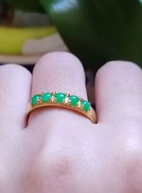 天然翡翠纯银戒指女小众设计开口玉石戒指礼物女生个性轻奢高级感