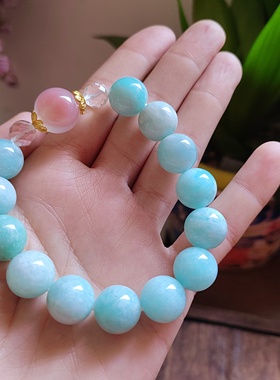 12.7mm无烧无染色无酸洗百分百原色天河石手链设计款定制女手饰