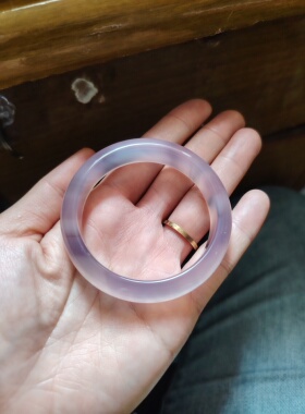51圈口天然无烧无染色芋泥波波紫玉髓手镯女灰紫玛瑙玉镯生日礼物