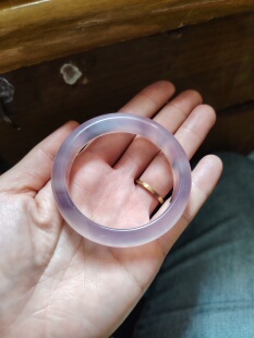 51圈口天然无烧无染色芋泥波波紫玉髓手镯女灰紫玛瑙玉镯生日礼物