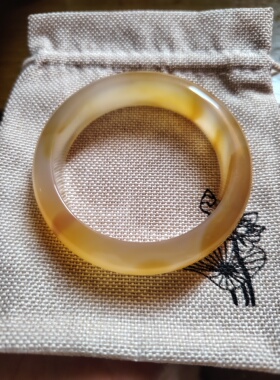 50圈口天然原矿原色无烧无染色玉髓手镯蜜糖色玛瑙手镯情人节礼物