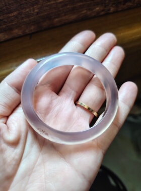 48-49圈口天然无烧无染色灰紫玉髓手镯玛瑙玉镯送女友生日礼物