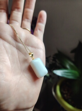 天然和田玉吊坠锁骨链镶嵌s925银贴片配件设计气质优雅男女生款式