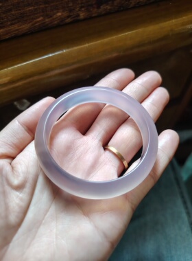 51-52圈口天然无烧无染色灰紫色玉髓手镯玛瑙玉镯女友生日礼物