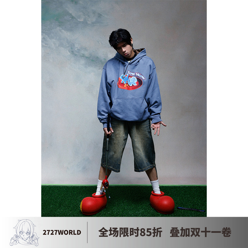 2727WORLD小狗印花卫衣