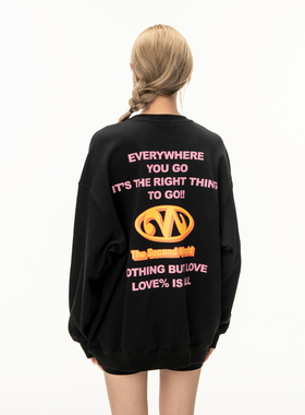 2727WORLD 法老 美式标语圆领套头卫衣 美式复古街头休闲国潮流