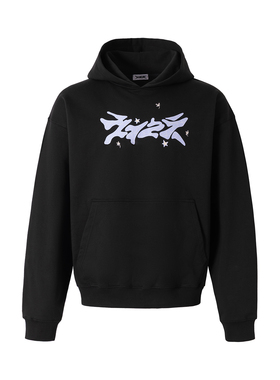 2727WORLD 法老 幻紫精灵兔印花连帽卫衣国潮美式复古街头