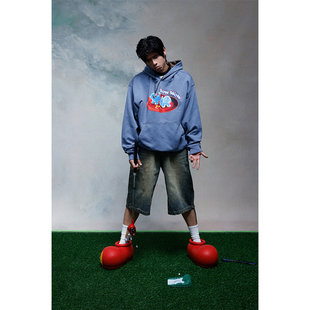 美式 布丁小狗印花连帽卫衣 复古街头国潮流休闲 法老 2727WORLD