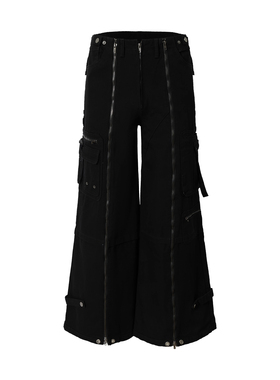 2727WORLD 法老 拉链洗水帆布A字阔腿长裤