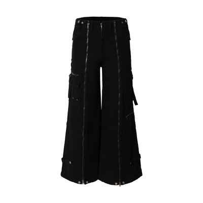 2727WORLD 法老 拉链洗水帆布A字阔腿长裤