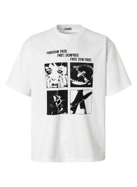 2727WORLD 法老 调皮男孩复古印花短袖T恤美式复古街头