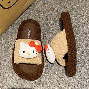 毛绒棉拖女生冬季新款可爱毛茸茸小猫咪室内外穿加绒保暖女棉拖鞋
