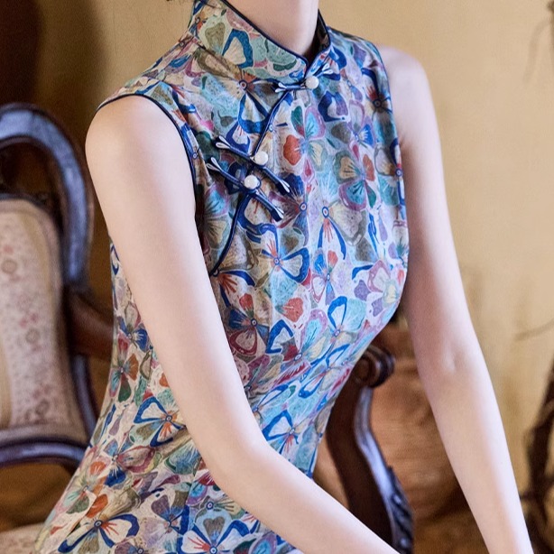 民国风旗袍夏季新款单层2025年复古无袖修身气质年轻款旗袍连衣裙