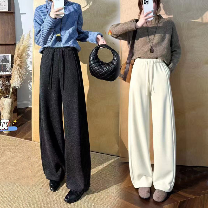 玉丰情丝加绒直筒裤休闲阔腿裤子