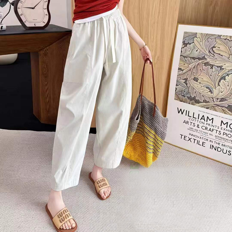 松紧腰镰刀裤宽松显瘦直筒裤