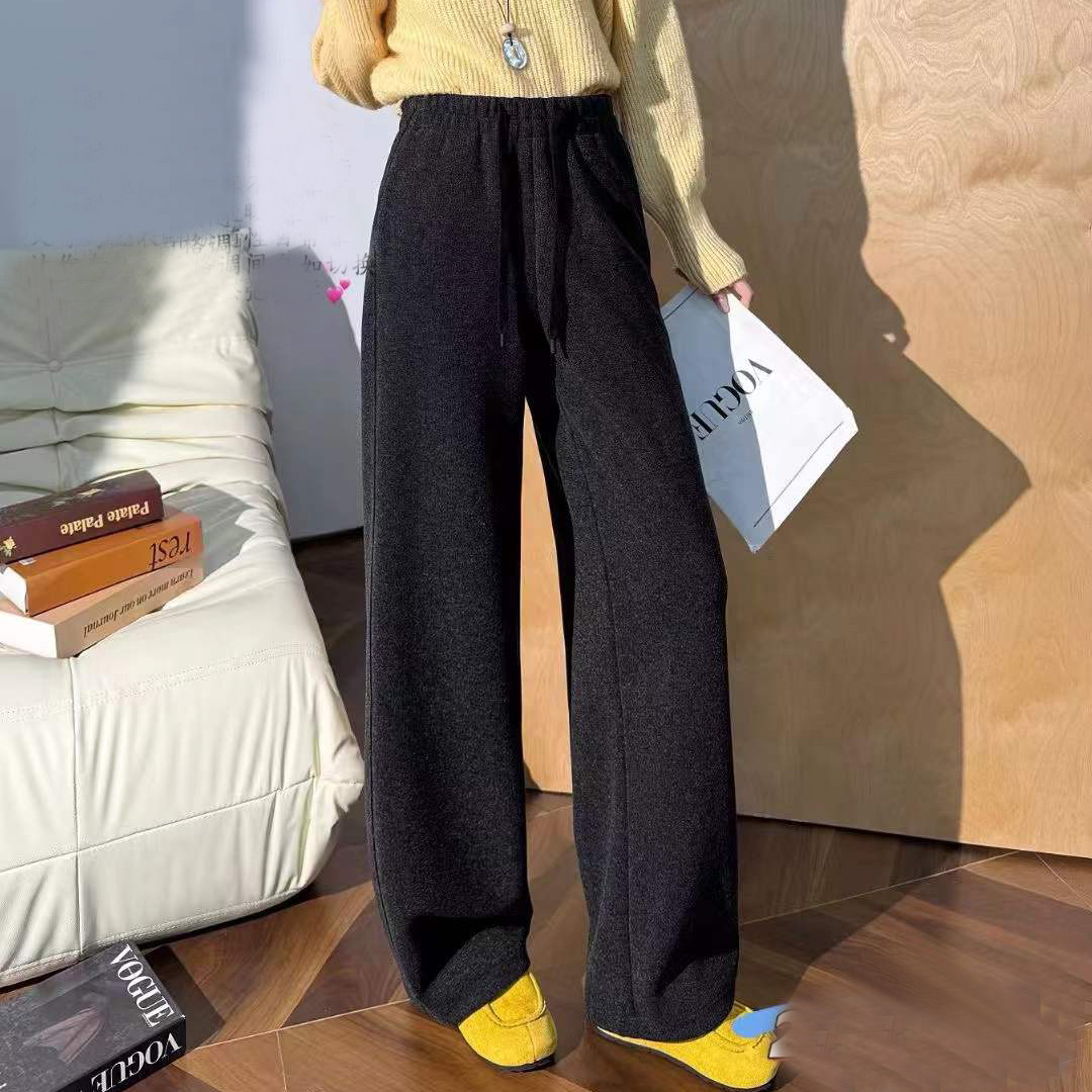 玉丰情丝呢料窄版阔腿裤休闲裤