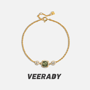 薇拉蒂S925纯银琥珀方糖手链女轻奢小众时尚简约叠戴巨好看的手环