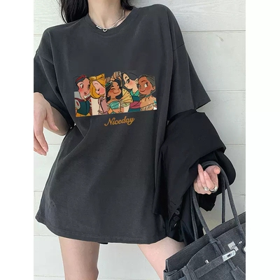 特大码夏季美式卡通公主复古