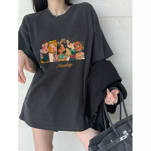 特大码夏季美式卡通公主复古