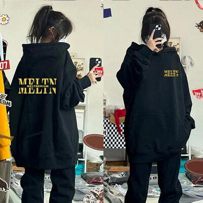 加绒加厚秋冬黑色连帽卫衣