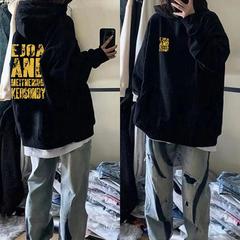 美式潮牌加厚重磅纯棉秋冬加绒宽松大码连帽卫衣女高街情侣款外套
