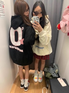 胖MM中长款 连帽卫衣男女潮牌街头复古hiphop情侣装 纯棉大码 秋冬季