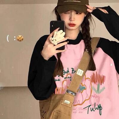 长袖复古重磅oversize纯棉女