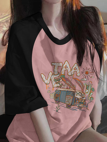 半袖复古大码oversize纯棉女