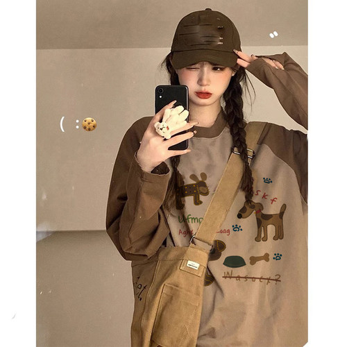 美拉德秋冬季新款大码长袖T恤女