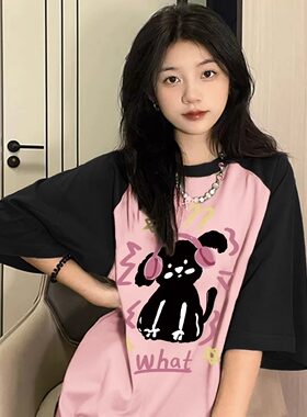 美式重磅纯棉短袖潮牌纯棉女