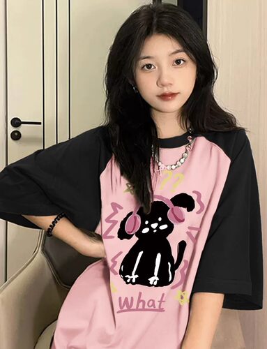 美式重磅纯棉短袖潮牌纯棉女