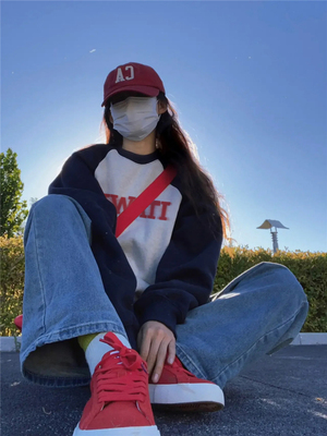 【商城品质】拼色圆领大码卫衣女