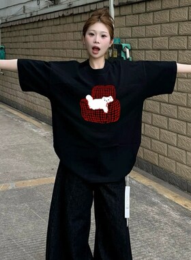 大码胖MM纯棉短袖重磅t恤女夏季