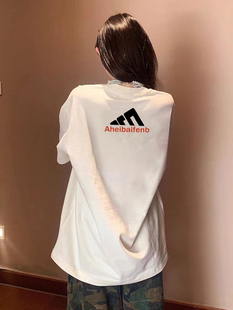 大码 港味ins正肩上衣 重磅纯棉T恤男女夏季 潮牌复古胖MM宽松中长款