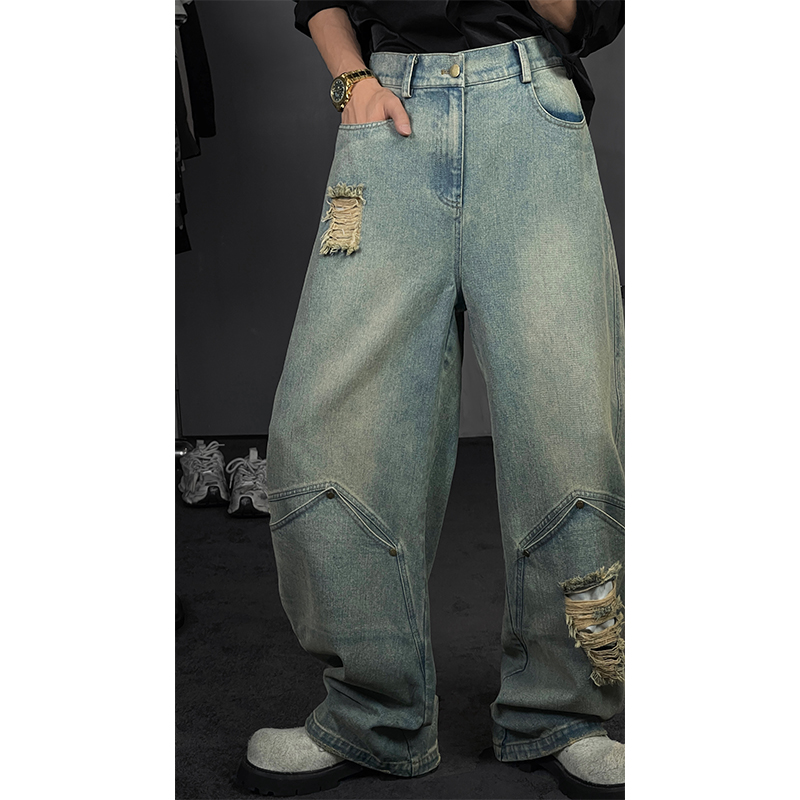 复古美式高街重工休闲牛仔裤