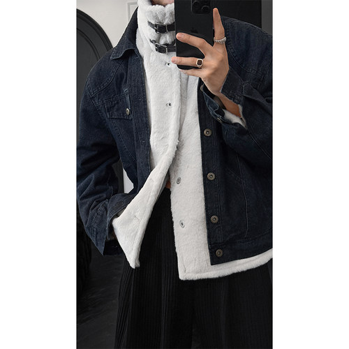 假两件设计感毛领百搭牛仔夹克