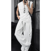 套装 潮流简约高级感立领马甲背心百搭宽松弯刀长裤 新款 龙叨叨夏季