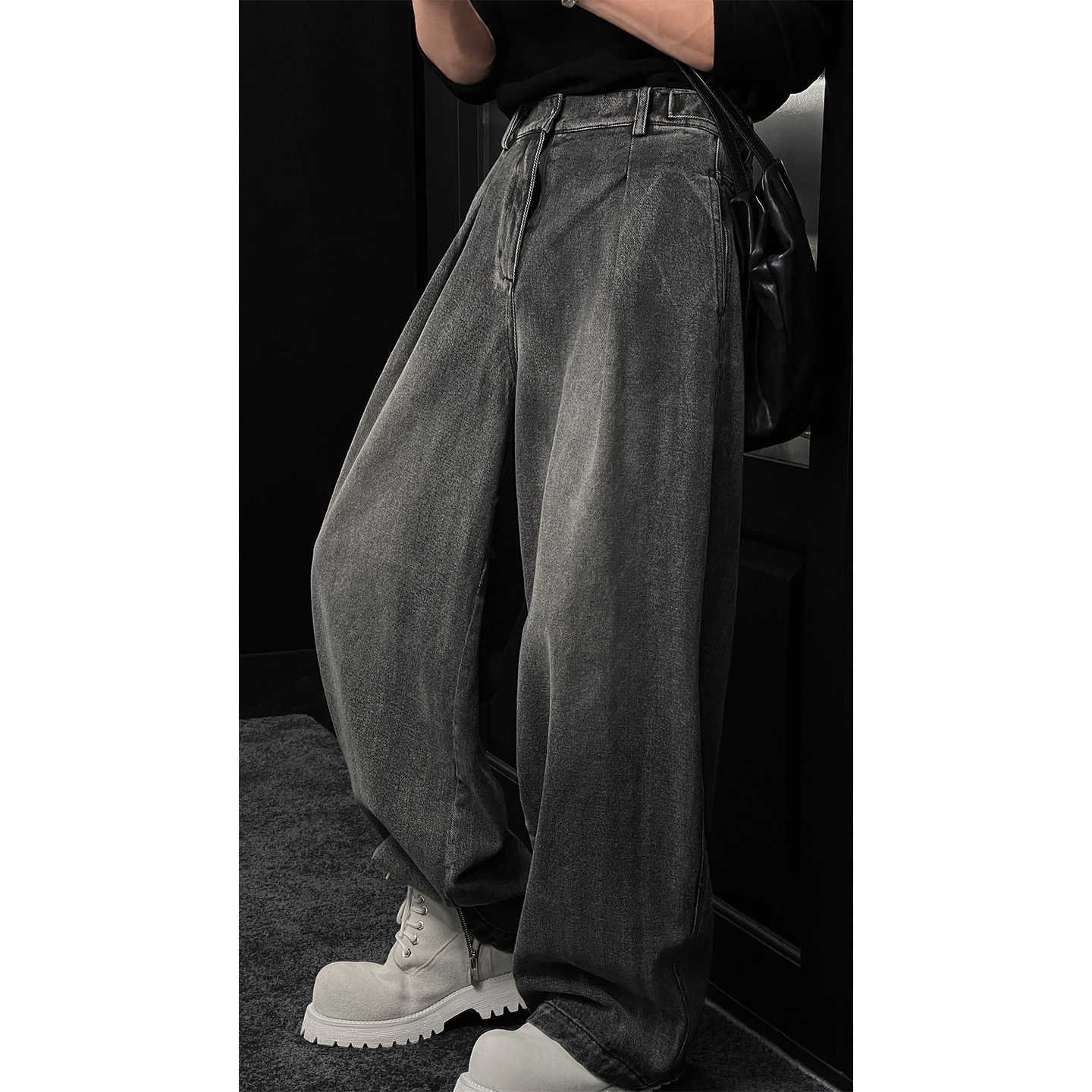 龙叨叨2025秋冬新品设计感美式休闲牛仔裤男街头宽松直筒长裤潮