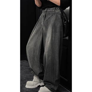 龙叨叨2025秋冬新品设计感美式休闲牛仔裤男街头宽松直筒长裤潮