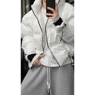 龙叨叨冬季 简约设计感立领纯色棉服男痞帅宽松百搭保暖棉衣潮 新品