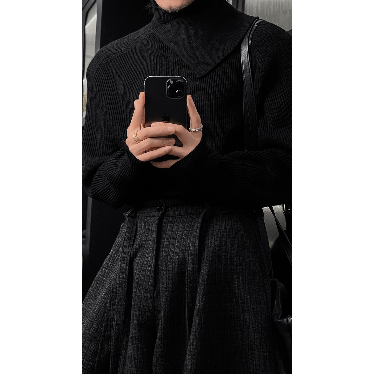 龙叨叨2025秋冬新品美式复古堆堆领针织衫毛衣简约ins风百搭打底