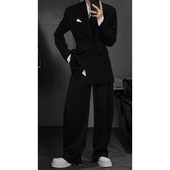 龙叨叨2024新款 气质商务休闲西服西裤 高级感双排扣戗驳领西装 套装