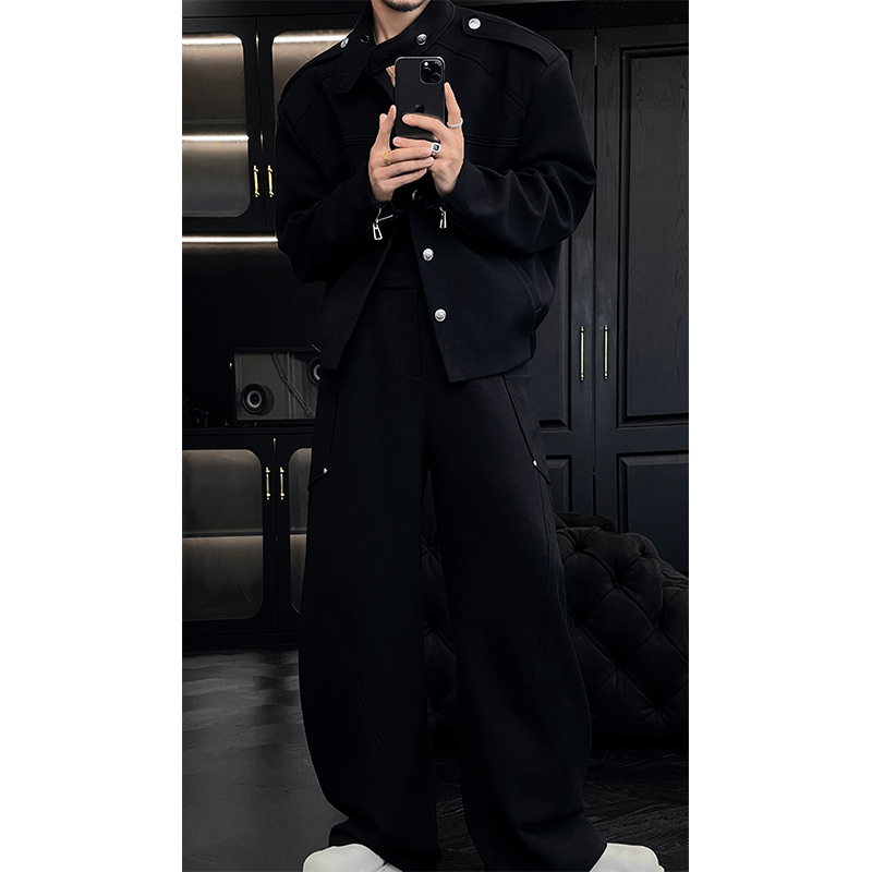 龙叨叨立领设计款夹克套装