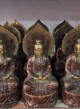 纯铜三清道祖一套摆件道德元始灵宝天尊太上老君太清玉清上清神像