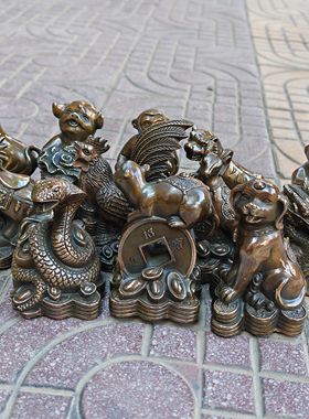 铜生肖摆件铜十二生肖摆件铜鼠牛虎兔龙蛇马羊猴鸡狗猪摆件