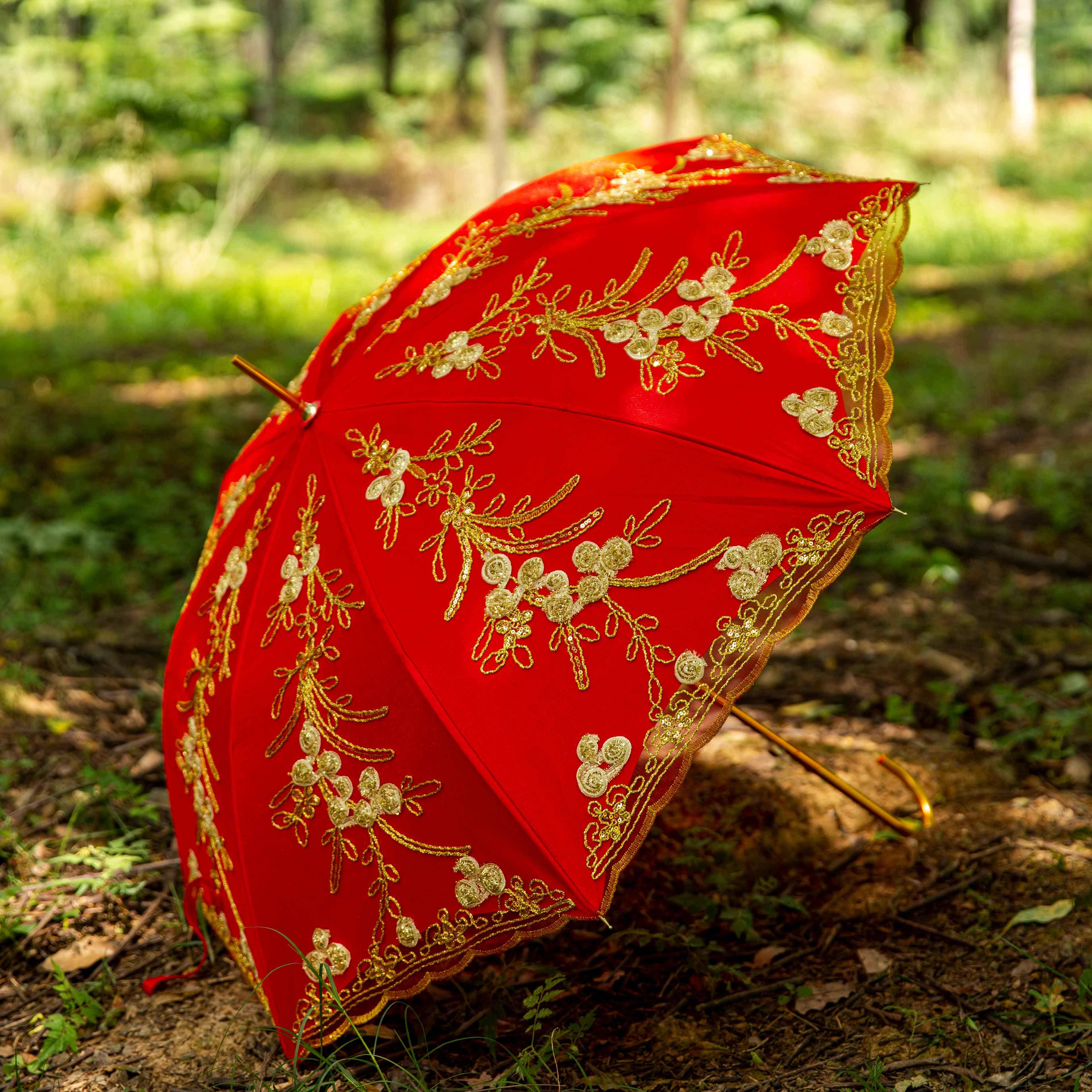 高档双层刺绣大红色新娘伞婚伞遮阳公主伞晴雨伞婚庆伞回娘家红伞