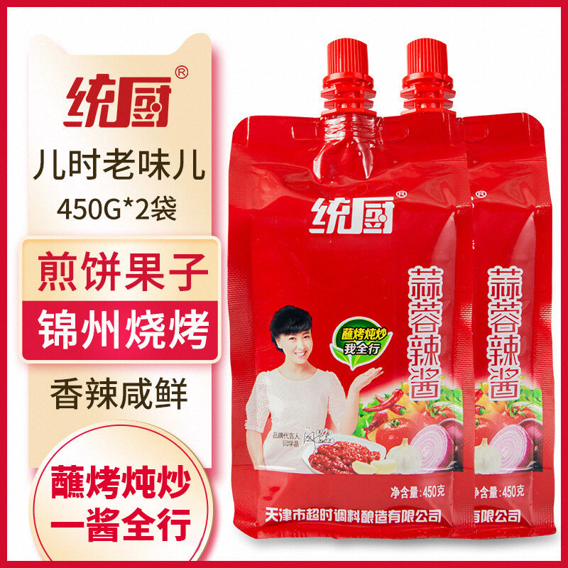 天津统厨蒜蓉辣酱450g*2袋烤冷面酱家用烧烤酱煎饼果子蒜蓉辣椒酱,粮油调味/速食/干货/烘焙,辣椒酱,淘宝优惠券,粉丝福利购,淘宝优惠卷